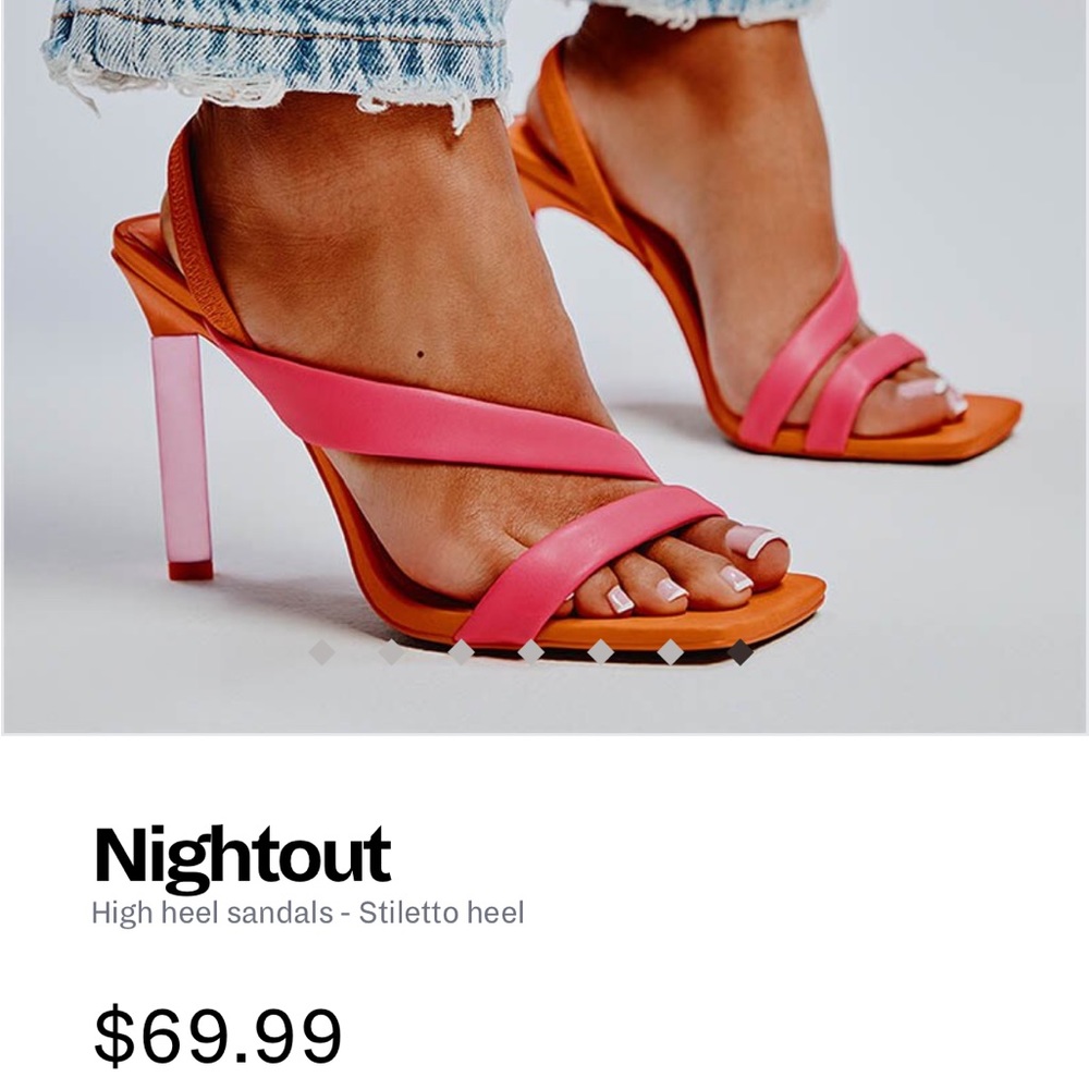 Neon pink and orange strappy heels. Only worn once for a few hours!